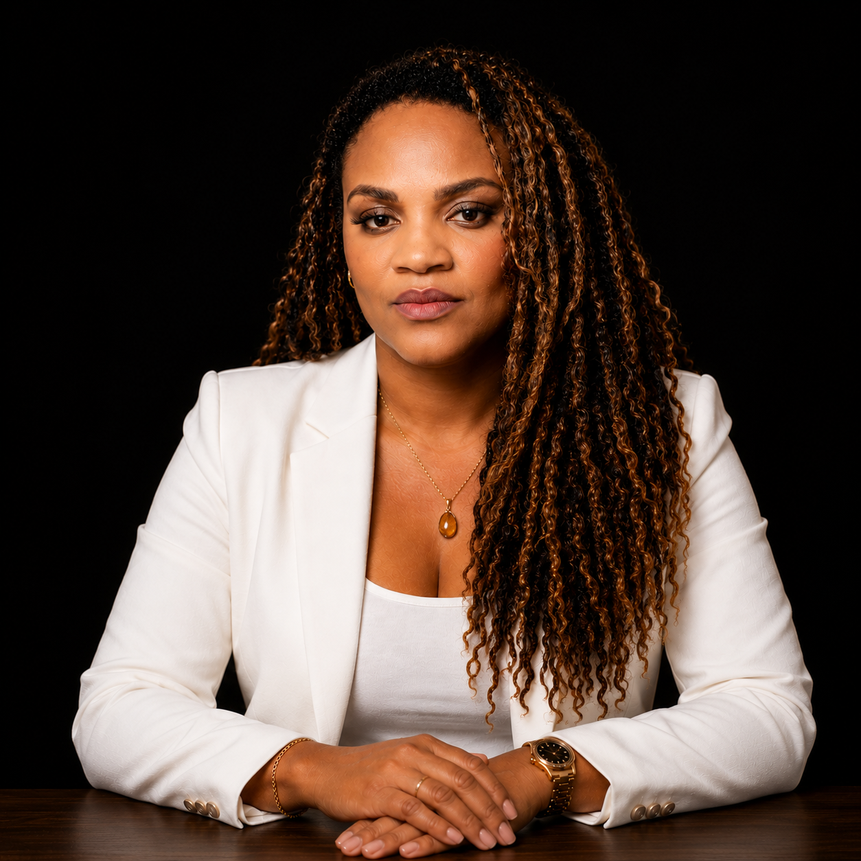 Luciana Oliveira em ambiente clássico